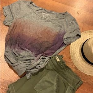 Soft & Sexy Tee American Eagle M gray purple hi lo